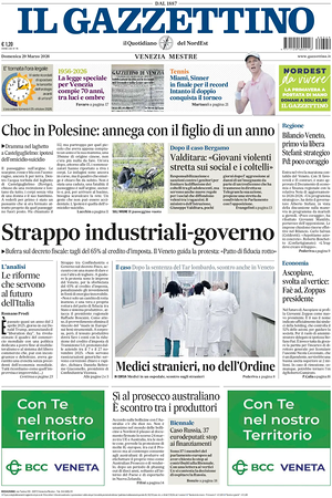 Prima pagina Il Gazzettino di oggi - Quotidiano nazionale