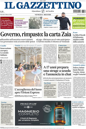 Prima pagina Il Gazzettino di oggi - Quotidiano nazionale