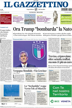 Prima pagina Il Gazzettino di oggi - Quotidiano nazionale