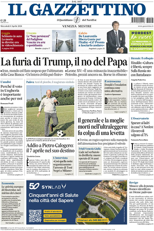Prima pagina Il Gazzettino di oggi - Quotidiano nazionale