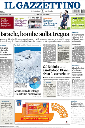 Prima pagina Il Gazzettino di oggi - Quotidiano nazionale