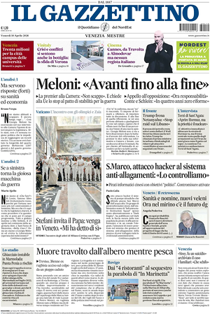 Prima pagina Il Gazzettino di oggi - Quotidiano nazionale