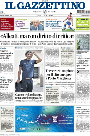 Prima pagina Il Gazzettino di oggi - Quotidiano nazionale