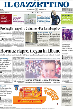 Prima pagina Il Gazzettino di oggi - Quotidiano nazionale