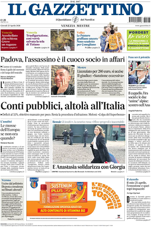 Prima pagina Il Gazzettino di oggi - Quotidiano nazionale