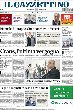 Prima pagina Il Gazzettino di oggi - Quotidiano nazionale