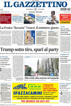 Prima pagina Il Gazzettino di oggi - Quotidiano nazionale