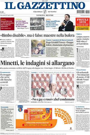 Prima pagina Il Gazzettino di oggi - Quotidiano nazionale