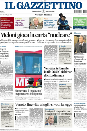Prima pagina Il Gazzettino di oggi - Quotidiano nazionale