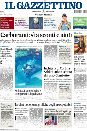 Prima pagina Il Gazzettino di oggi - Quotidiano nazionale