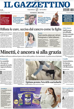 Prima pagina Il Gazzettino di oggi - Quotidiano nazionale