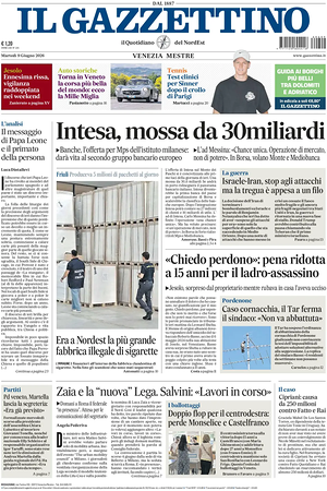 Prima pagina Il Gazzettino di oggi - Quotidiano nazionale