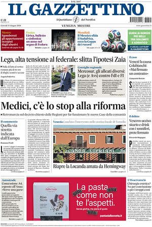 Prima pagina Il Gazzettino di oggi - Quotidiano nazionale