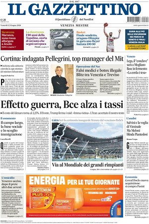 Prima pagina Il Gazzettino di oggi - Quotidiano nazionale