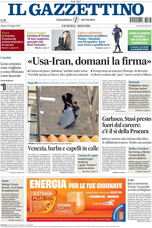 Prima pagina Il Gazzettino di oggi - Quotidiano nazionale