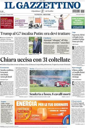 Prima pagina Il Gazzettino di oggi - Quotidiano nazionale