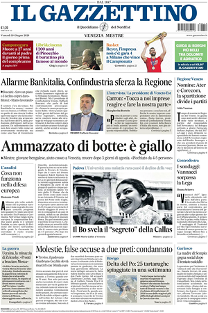 Prima pagina Il Gazzettino di oggi - Quotidiano nazionale