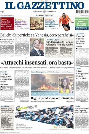 Prima pagina Il Gazzettino di oggi - Quotidiano nazionale
