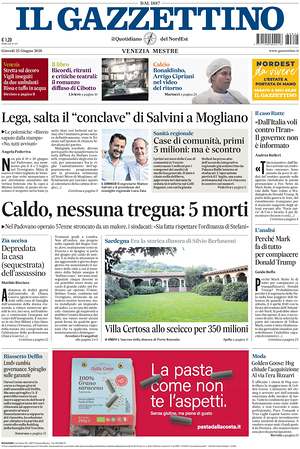 Prima pagina Il Gazzettino di oggi - Quotidiano nazionale