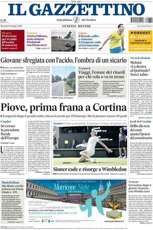 Prima pagina Il Gazzettino di oggi - Quotidiano nazionale