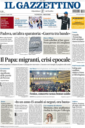 Prima pagina Il Gazzettino di oggi - Quotidiano nazionale
