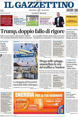 Prima pagina Il Gazzettino di oggi - Quotidiano nazionale