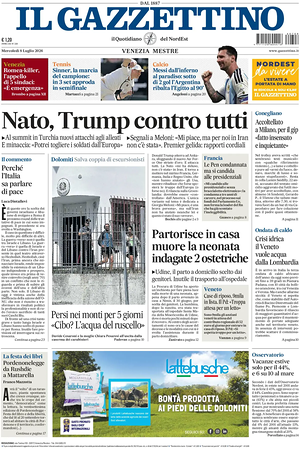 Prima pagina Il Gazzettino di oggi - Quotidiano nazionale