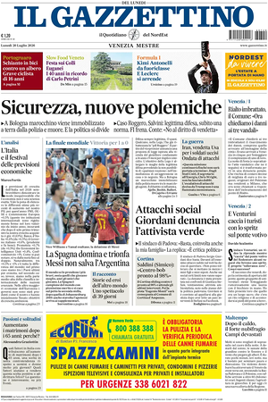 Prima pagina Il Gazzettino di oggi - Quotidiano nazionale