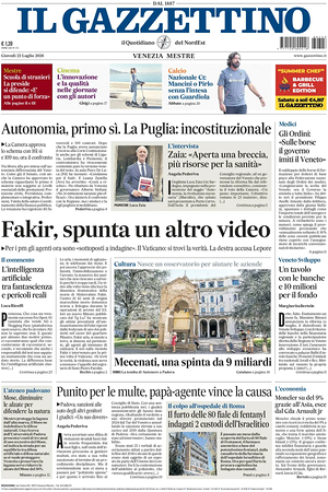 Prima pagina Il Gazzettino di oggi - Quotidiano nazionale