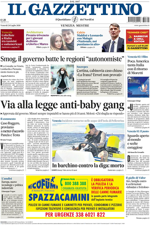 Prima pagina Il Gazzettino di oggi - Quotidiano nazionale
