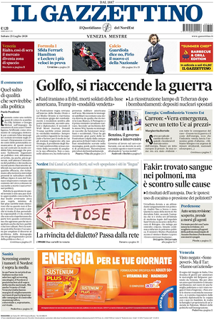 Prima pagina Il Gazzettino di oggi - Quotidiano nazionale