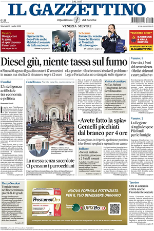 Prima pagina Il Gazzettino di oggi - Quotidiano nazionale