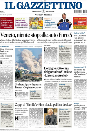 Prima pagina Il Gazzettino di oggi - Quotidiano nazionale
