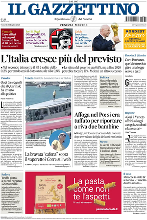 Prima pagina Il Gazzettino di oggi - Quotidiano nazionale