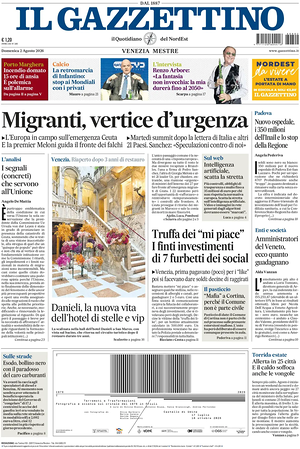 Prima pagina Il Gazzettino di oggi - Quotidiano nazionale
