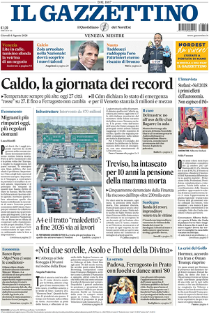 Prima pagina Il Gazzettino di oggi - Quotidiano nazionale