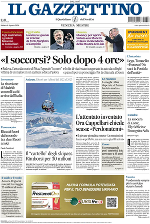 Prima pagina Il Gazzettino di oggi - Quotidiano nazionale