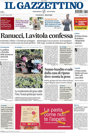 Prima pagina Il Gazzettino di oggi - Quotidiano nazionale