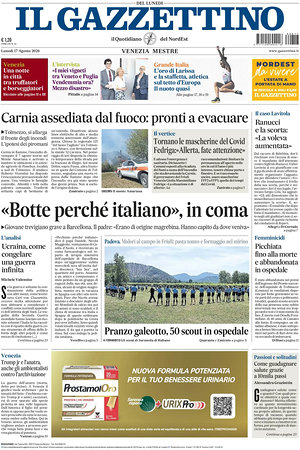 Prima pagina Il Gazzettino di oggi - Quotidiano nazionale
