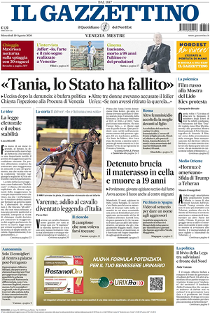 Prima pagina Il Gazzettino di oggi - Quotidiano nazionale