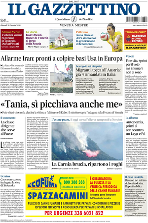 Prima pagina Il Gazzettino di oggi - Quotidiano nazionale