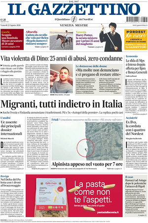 Prima pagina Il Gazzettino di oggi - Quotidiano nazionale