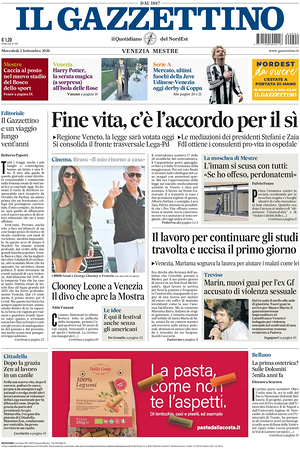 Prima pagina Il Gazzettino di oggi - Quotidiano nazionale
