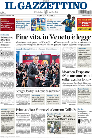 Il Gazzettino prima pagina