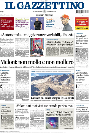 Prima pagina Il Gazzettino di oggi - Quotidiano nazionale