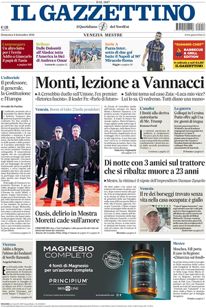 Prima pagina Il Gazzettino di oggi - Quotidiano nazionale