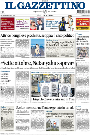 Prima pagina Il Gazzettino di oggi - Quotidiano nazionale