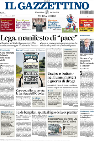 Prima pagina Il Gazzettino di oggi - Quotidiano nazionale