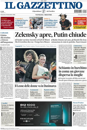 Prima pagina Il Gazzettino di oggi - Quotidiano nazionale