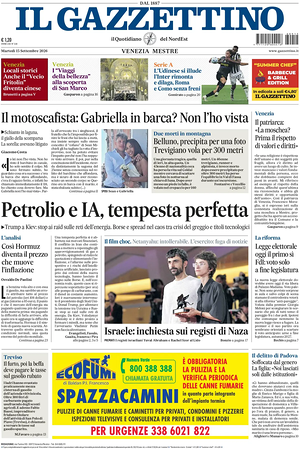 Prima pagina Il Gazzettino di oggi - Quotidiano nazionale